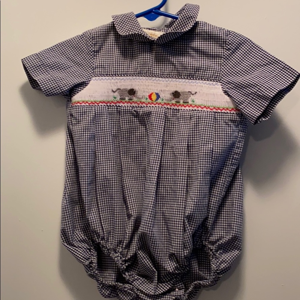 Gingham smocked bubble